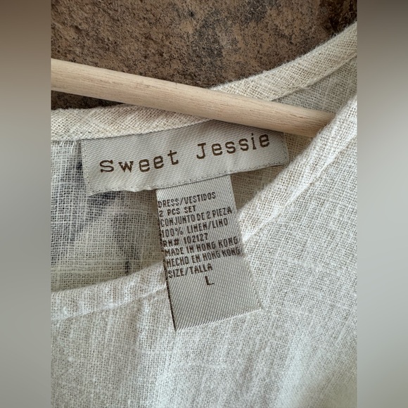 Vintage 100% linen cottage core jumper dress large - Picture 3 of 4